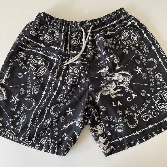 Negative Space Shorts Swim Trunks Black Western Cowboy Rodeo Mens L - Picture 1 of 9
